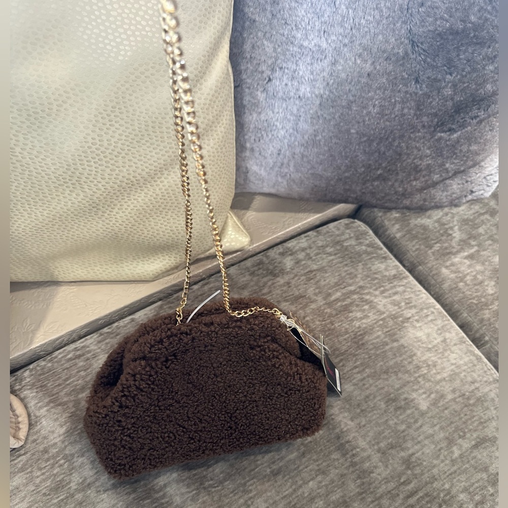 Brown furry cross body